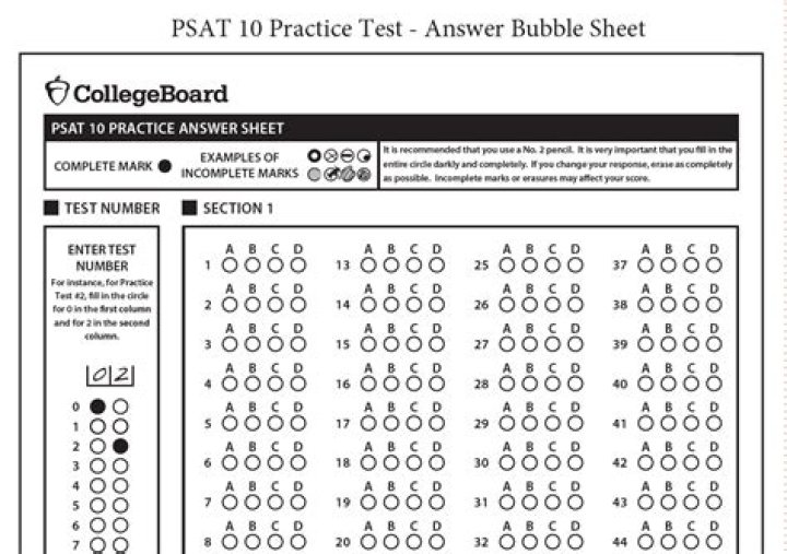 Free SAT Subject Test Bubble Sheet PDF Download