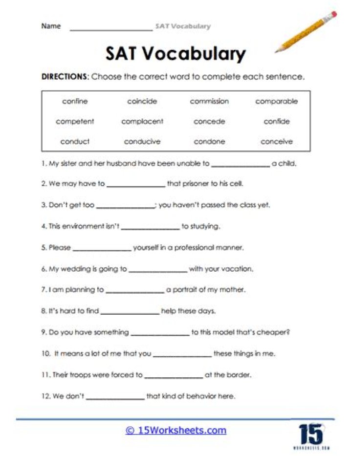 Free SAT Vocabulary Practice Worksheets PDF – Download Now