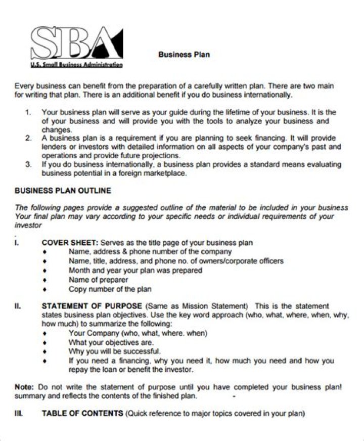 SBA Business Plan Template PDF – Easy Download & Fill Out