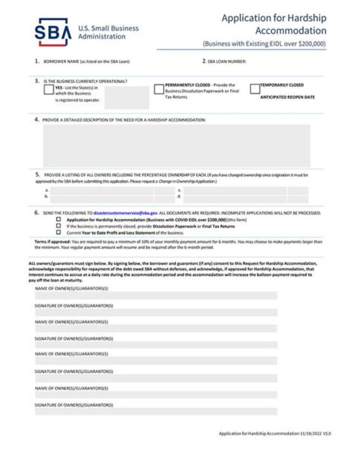 How to Apply for SBA Hardship Accommodation Plan: Download Application PDF