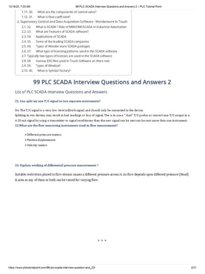 Top SCADA Interview Questions & Answers PDF for Technical Roles