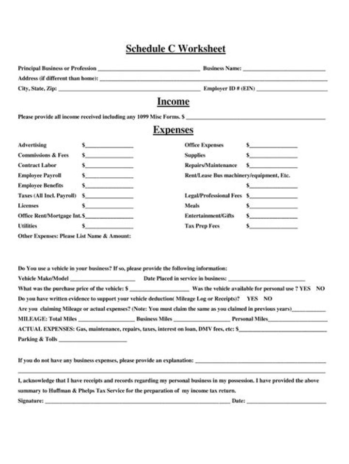 Free Schedule C Expenses Worksheet PDF – Download Now