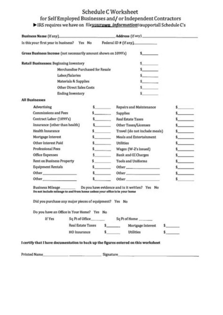 Download Free Schedule C Worksheet PDF for Easy Tax Prep
