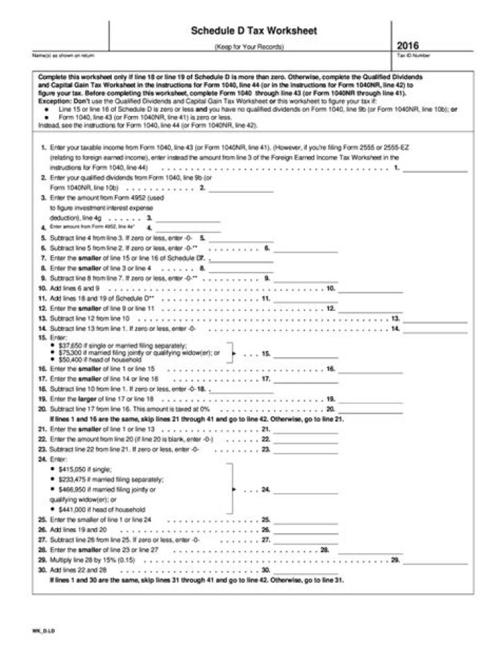 2024 Schedule D Tax Worksheet PDF – Download & Complete
