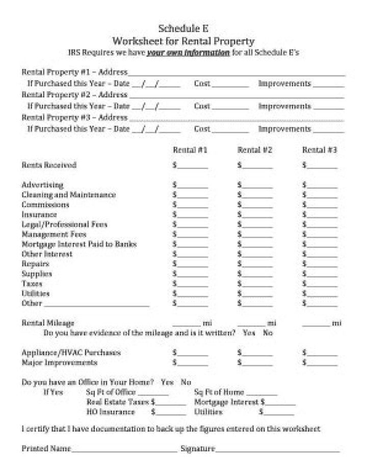 Rental Income Schedule & Worksheet – Download Free PDF