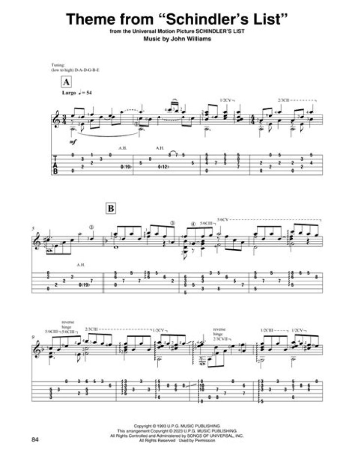 Schindler’s List Classical Guitar Arrangement PDF – Free Download