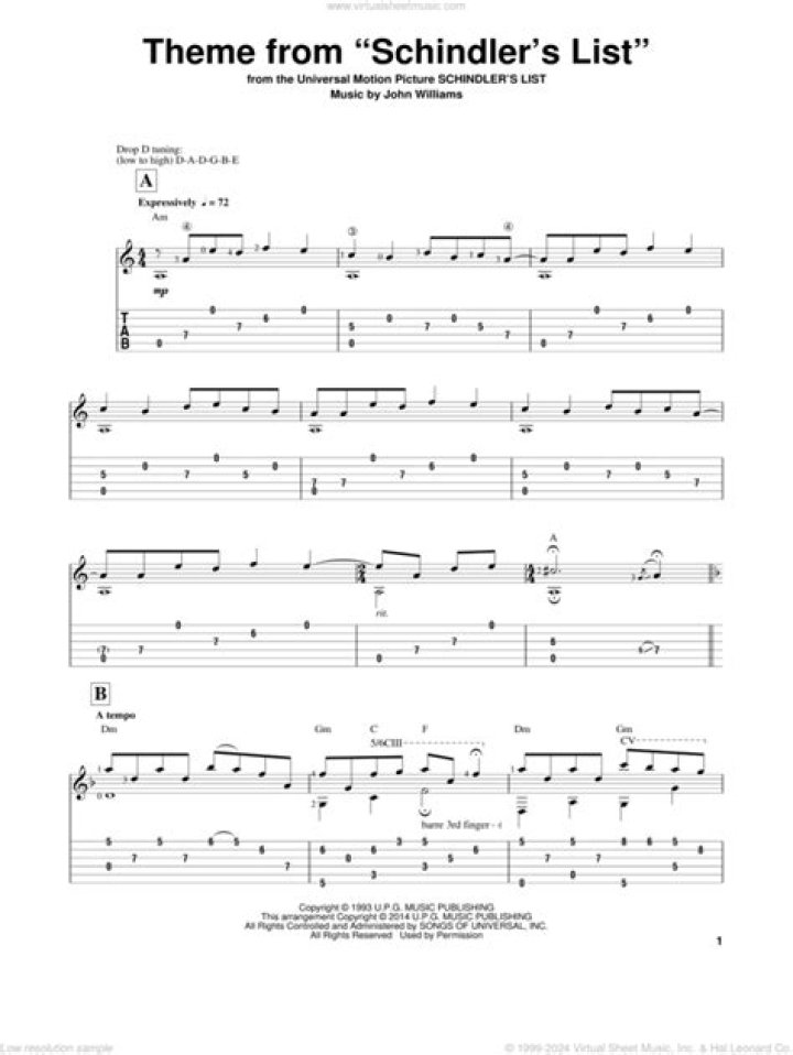 Schindler's List Guitar Sheet Music PDF – Free Download