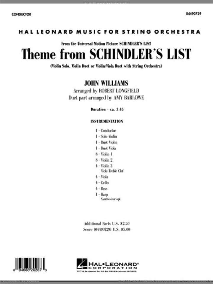 Schindler's List Orchestral Score PDF Download: Official Full Score