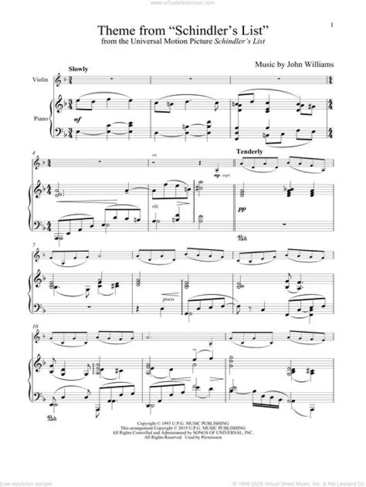 Free Sheets Music: Schindler's List Violin & Piano Sheet Music PDF