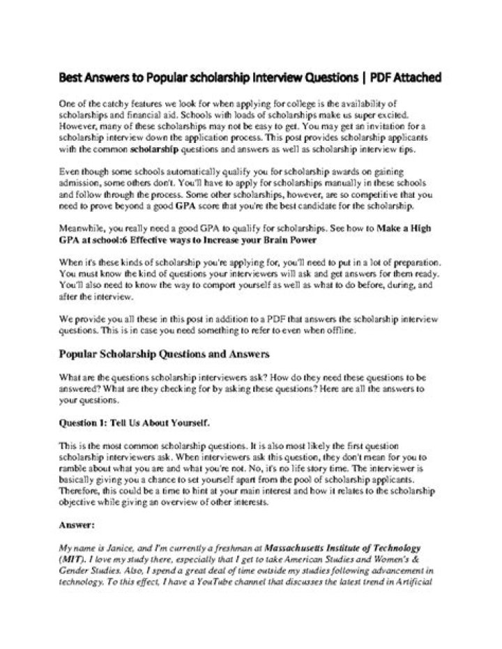 Scholarship Interview Questions PDF: Top 10 Must-Know Answers