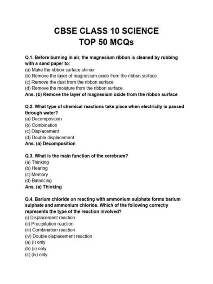 Science MCQs for Class 10 with Answers PDF – Download Now