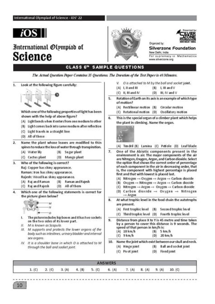 Free Science Olympiad Questions for Class 1 PDF – Download Now