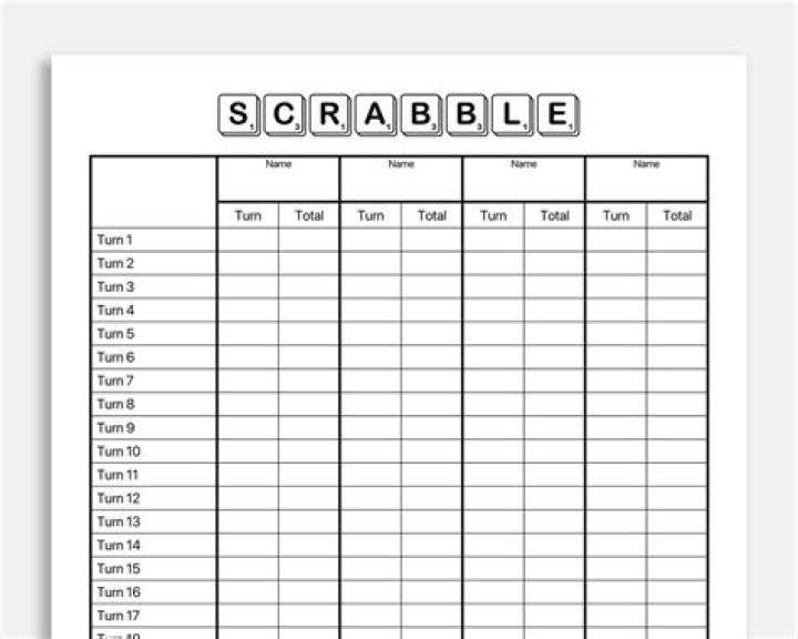 Download Free Scrabble Score Sheet PDF for Easy Game Scoring
