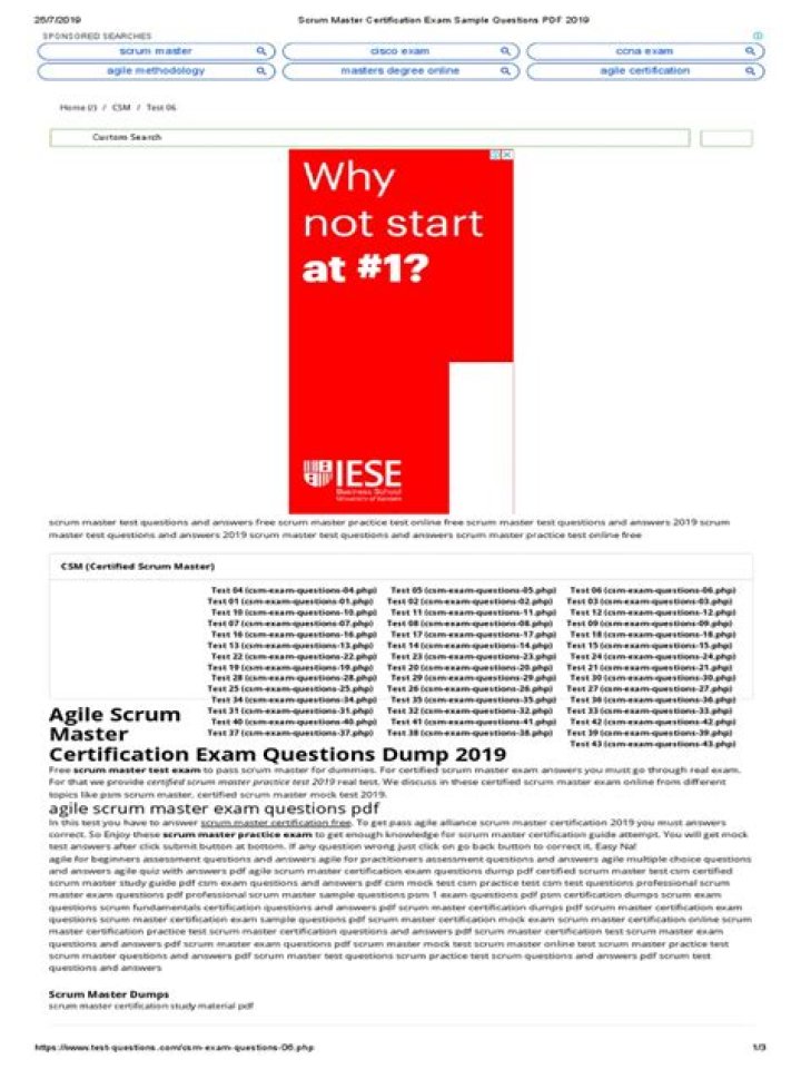 Scrum Master Certification Exam Sample Questions PDF – Free Practice Test