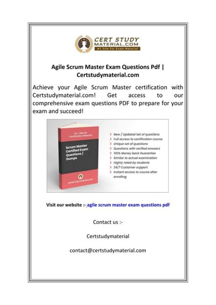 Scrum Master Exam Questions PDF – Pass the Certification with Confidence