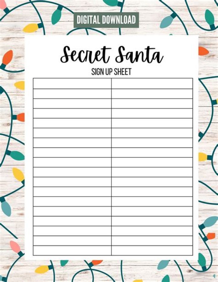 Free Secret Santa PDF Sheet for Easy Gift Planning