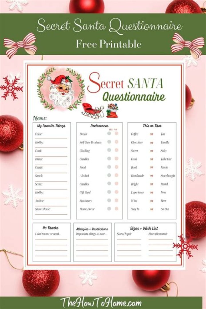 Free Secret Santa Questions PDF for a Fun Holiday Gift Exchange