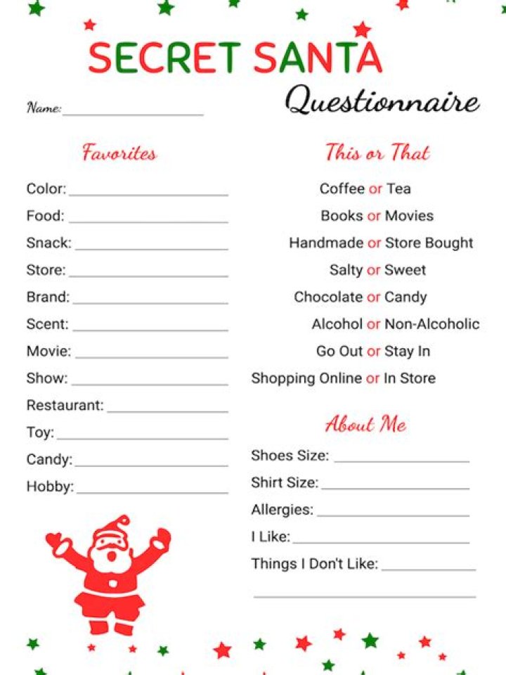 Free Printable Secret Santa Questions PDF – Perfect Gift Ideas