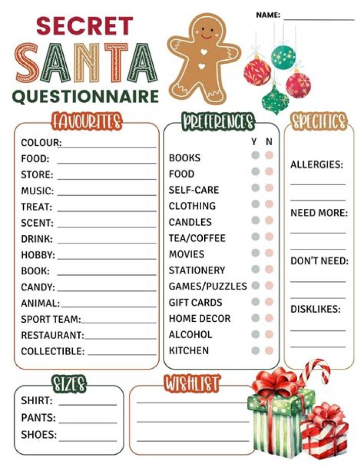 Secret Santa Questions Printable PDF – Free Download & Fun Ideas