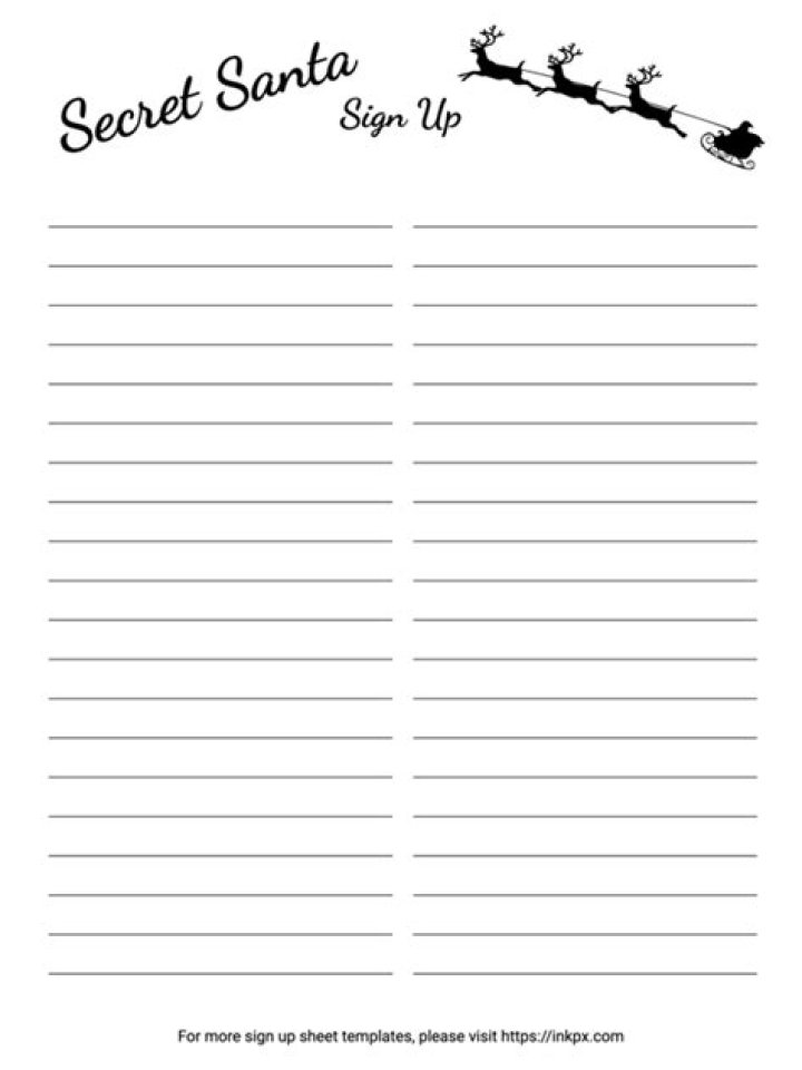 Free Printable Secret Santa Sign Up Sheet PDF