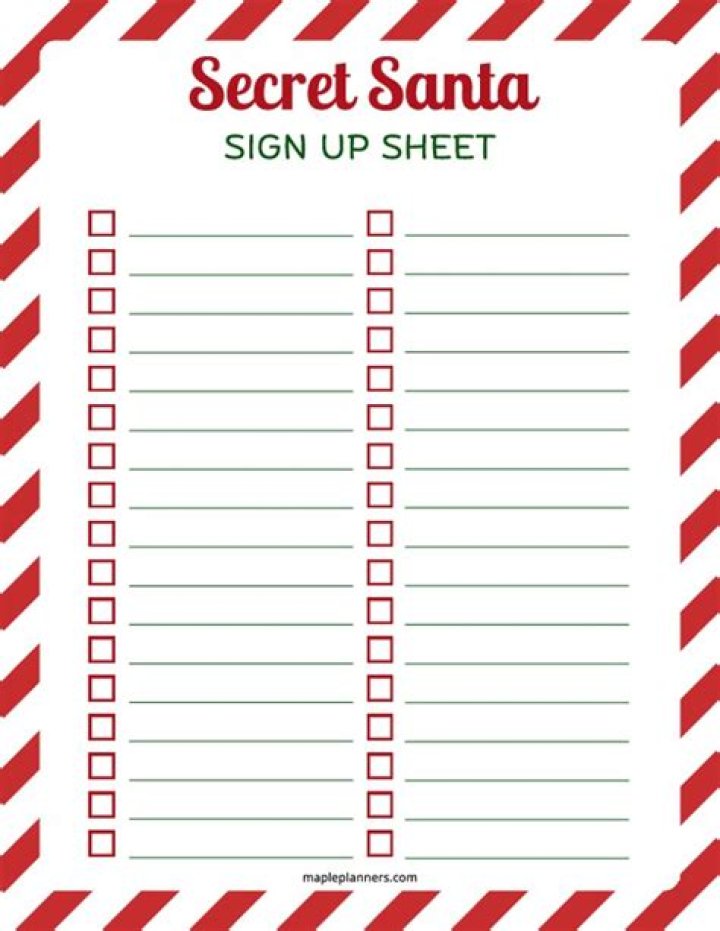 Free Secret Santa Sign Up Sheet PDF – Easy Download