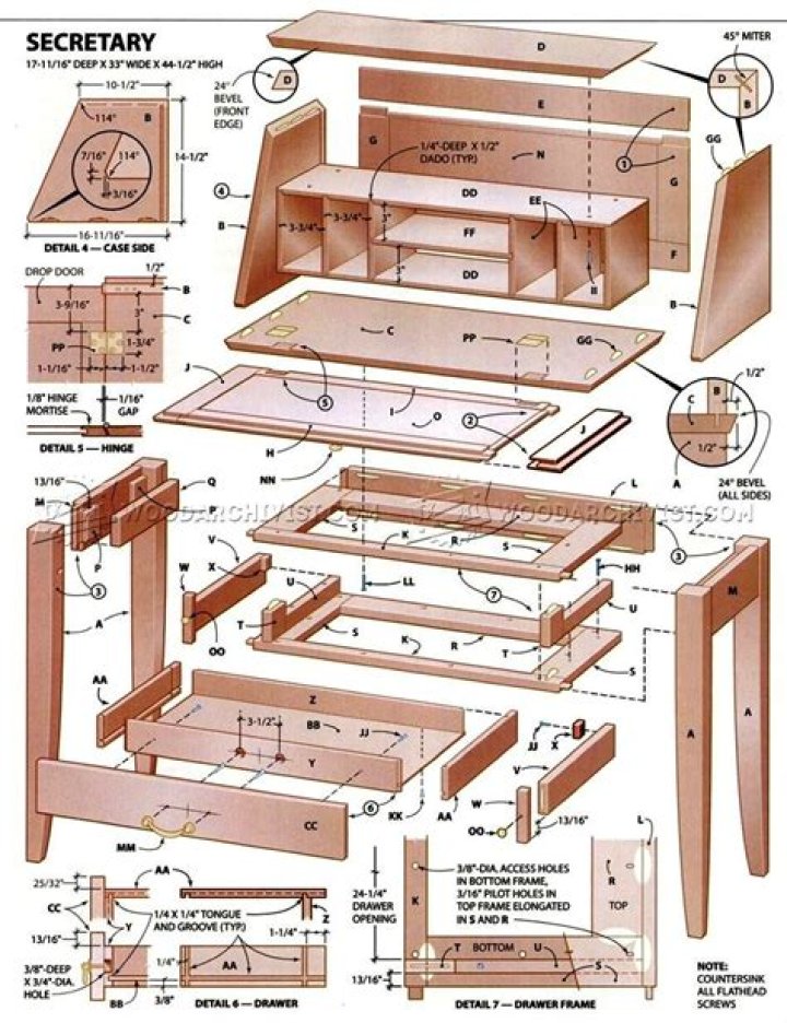 Download Free Secretary Desk Plans PDF for Your Office