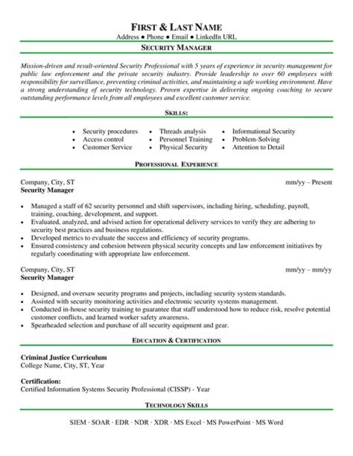 Security Manager CV PDF Templates for Hiring Success