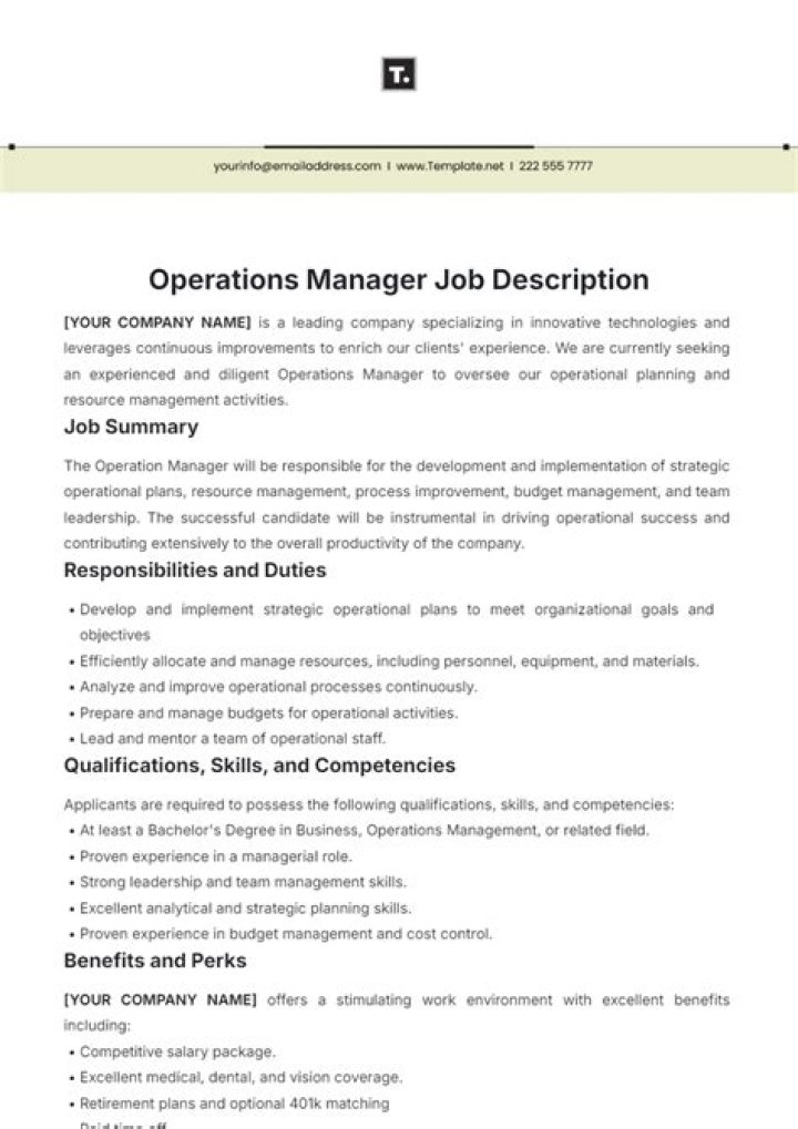 Security Operations Manager Job Description PDF for Hiring Teams