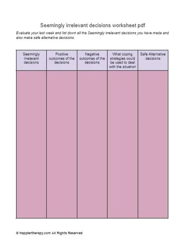 Seemingly Irrelevant Decisions Worksheet PDF – Analyze Hidden Patterns