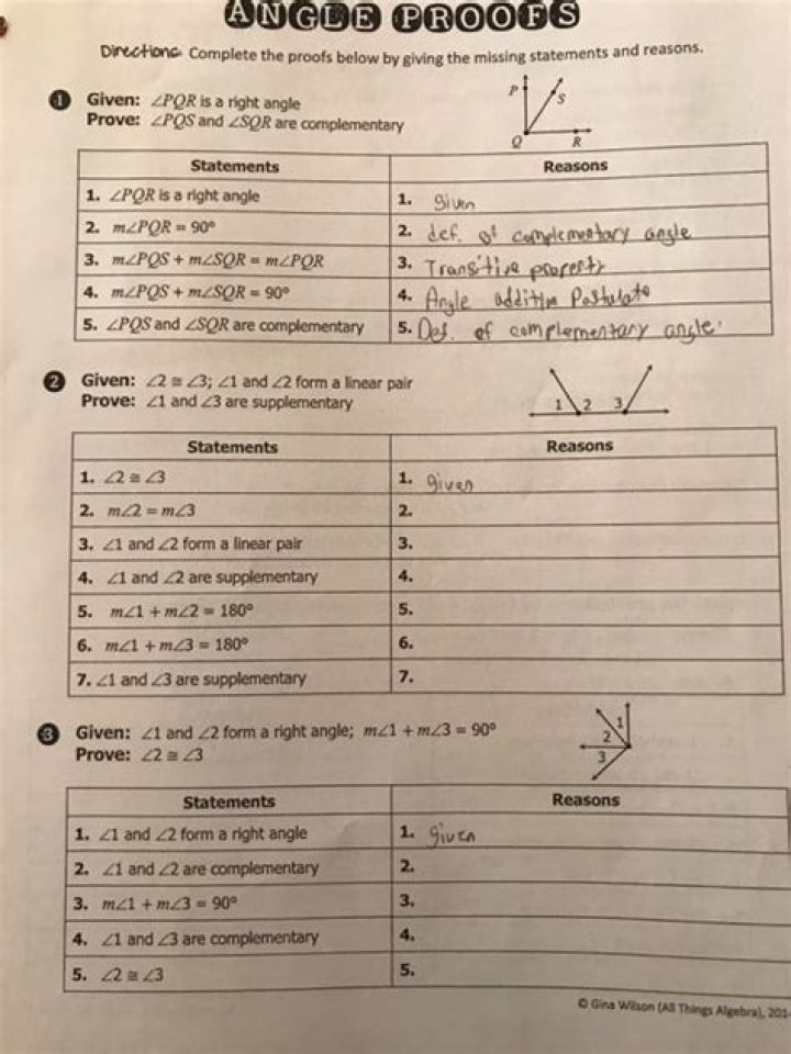 Segment and Angle Proofs Worksheet PDF – Practice Geometry Proofs