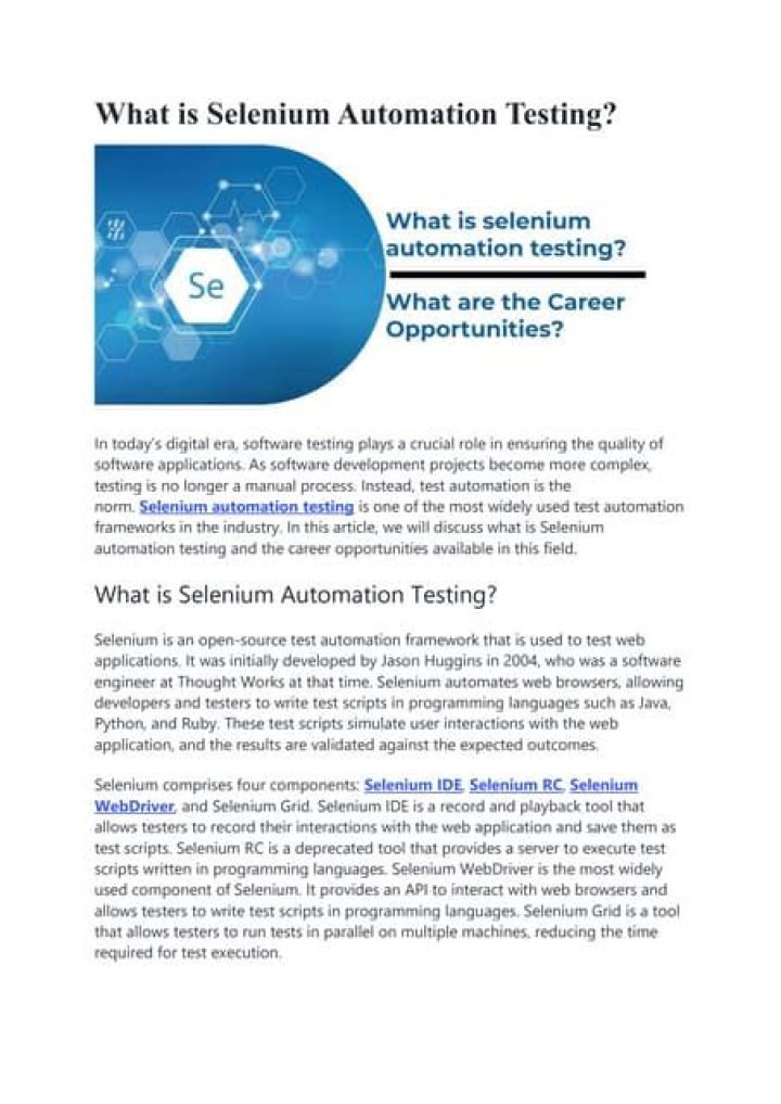 Master Selenium Automation Testing with Free PDF Guide