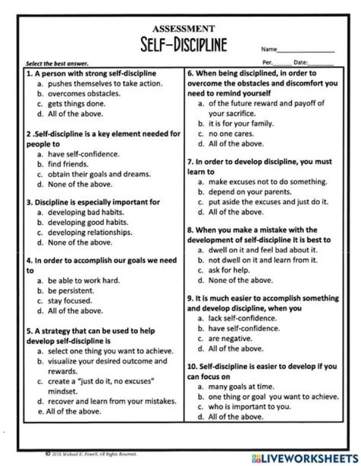 Self-Discipline Assessment Test PDF – Improve Focus & Productivity