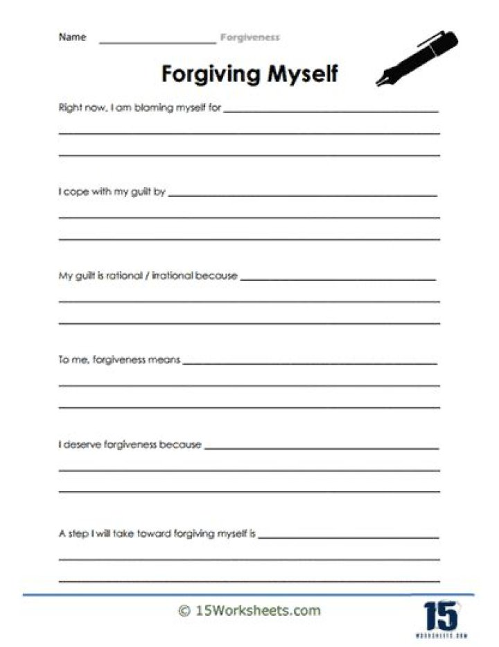 Free Self-Forgiveness Recovery Worksheet PDF to Heal and Move Forward