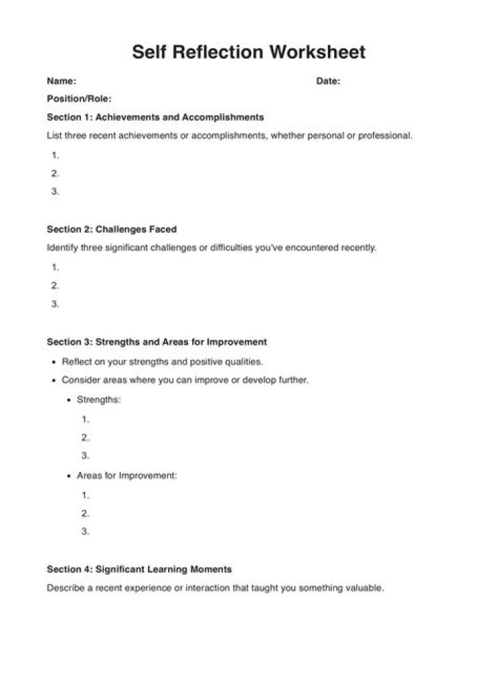 Self Reflection Worksheets for Adults PDF – Improve Mindfulness & Personal Growth