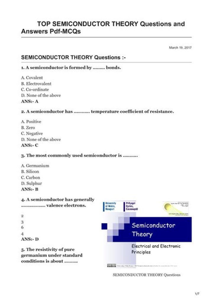 Semiconductor Questions and Answers PDF: Expert Guide