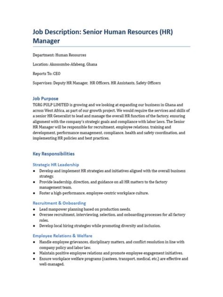 Senior HR Manager Job Description PDF: Full Career Guide