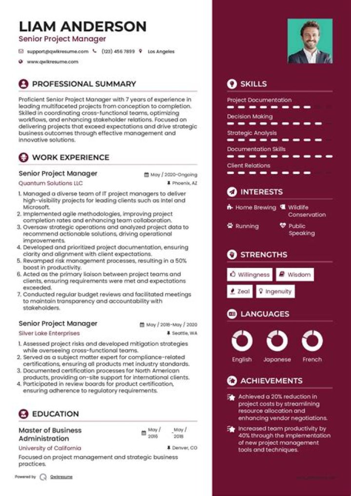 Senior Project Manager Resume PDF for Job Success