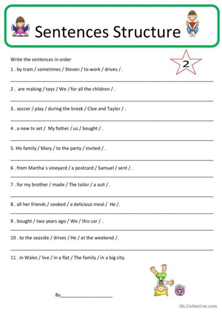 Sentence Structure PDF Worksheets for Better Writing Skills