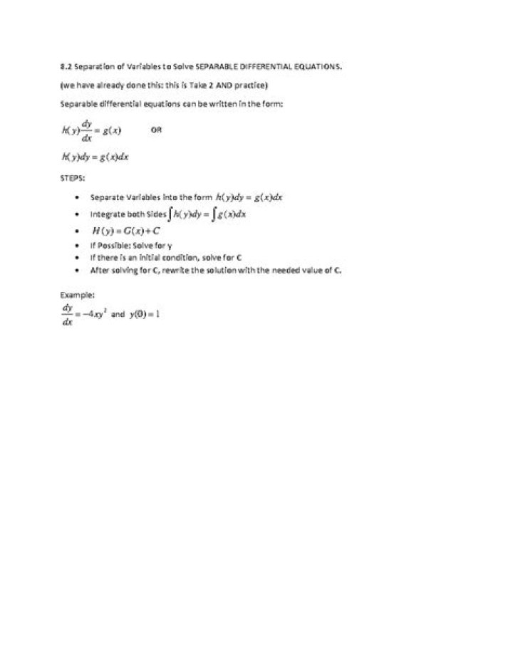 Separable Differential Equations Examples with Answers PDF – Step-by-Step Solved Problems