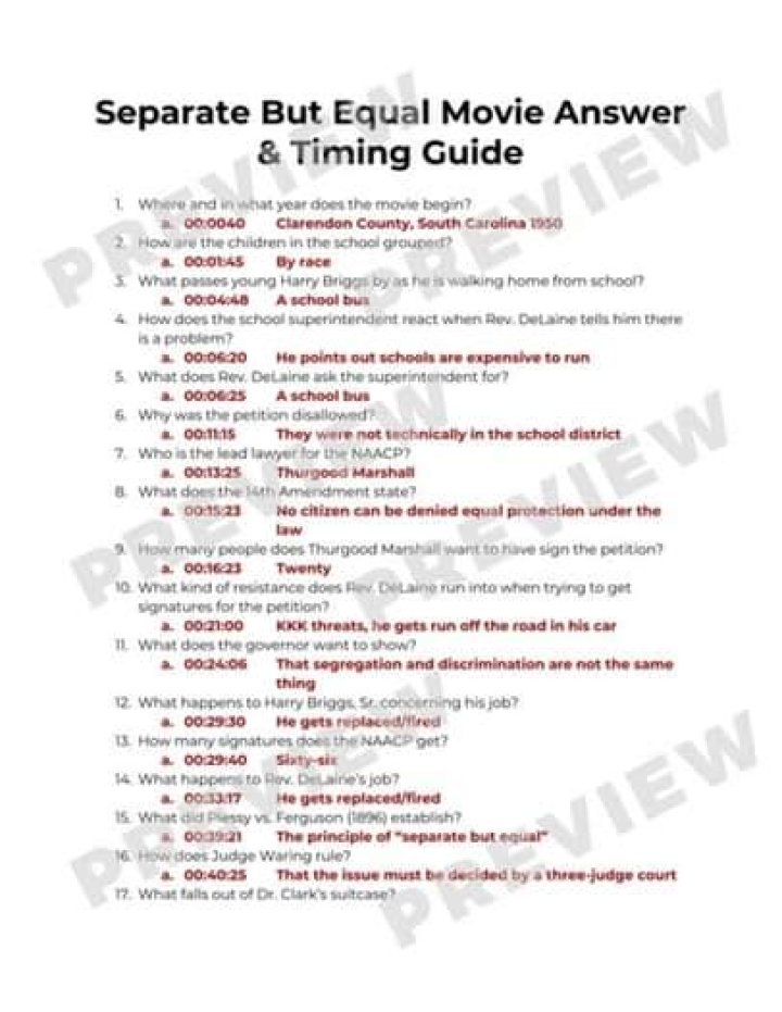 Separate But Equal Movie Questions PDF – Analyze Historical Debates