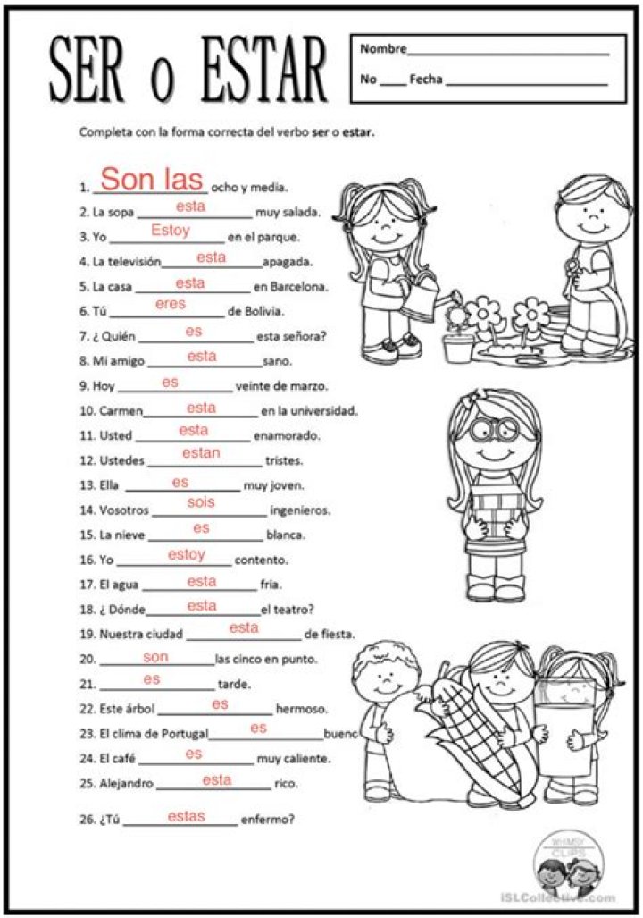 Ser y Estar Worksheet Answer Key PDF – Instant Download