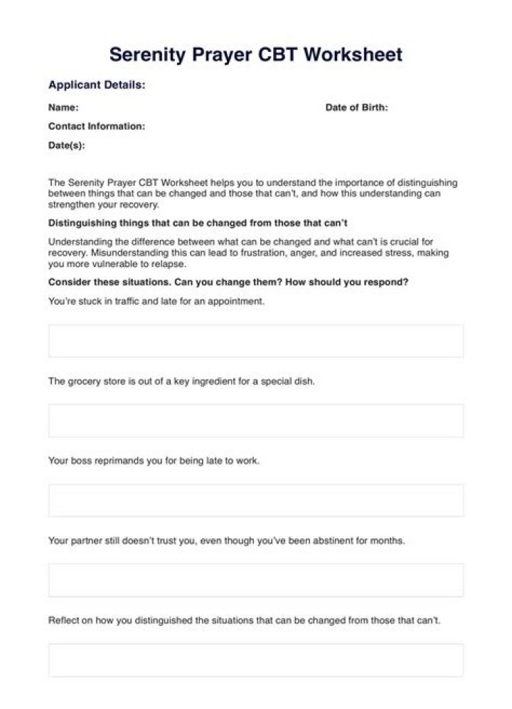 Serenity Prayer Worksheet PDF – Find Peace in Moments of Stillness