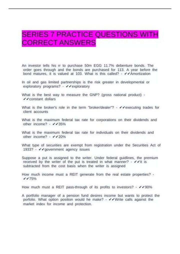 Series 7 Sample Questions PDF: Practice Tests & Exam Prep