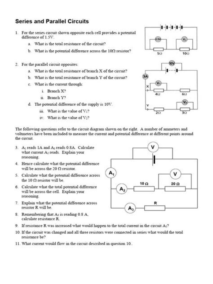 Series and Parallel Circuits Questions and Answers PDF: Expert Study Guide