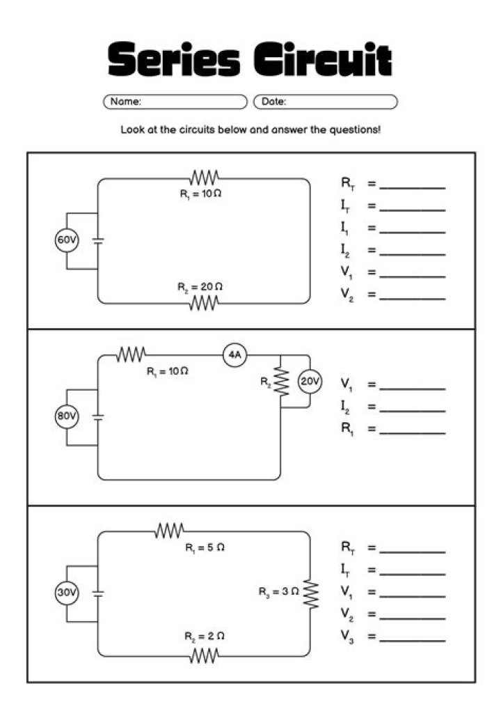 Series Circuit Problems Worksheet PDF – Download & Practice