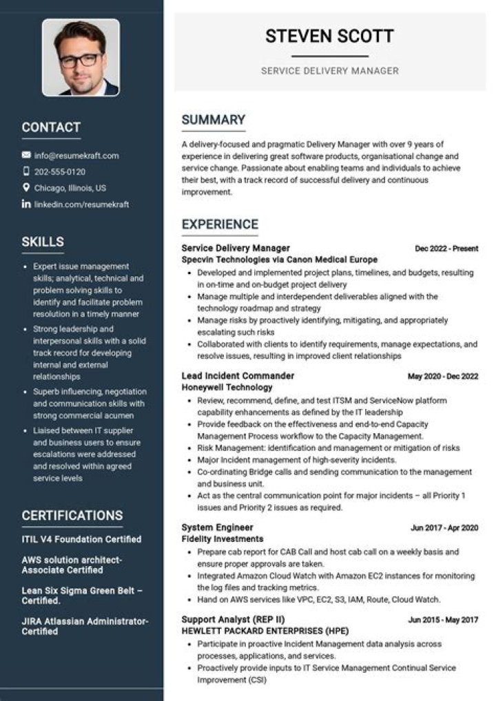 Service Manager Resume PDF for Impressive Job Applications
