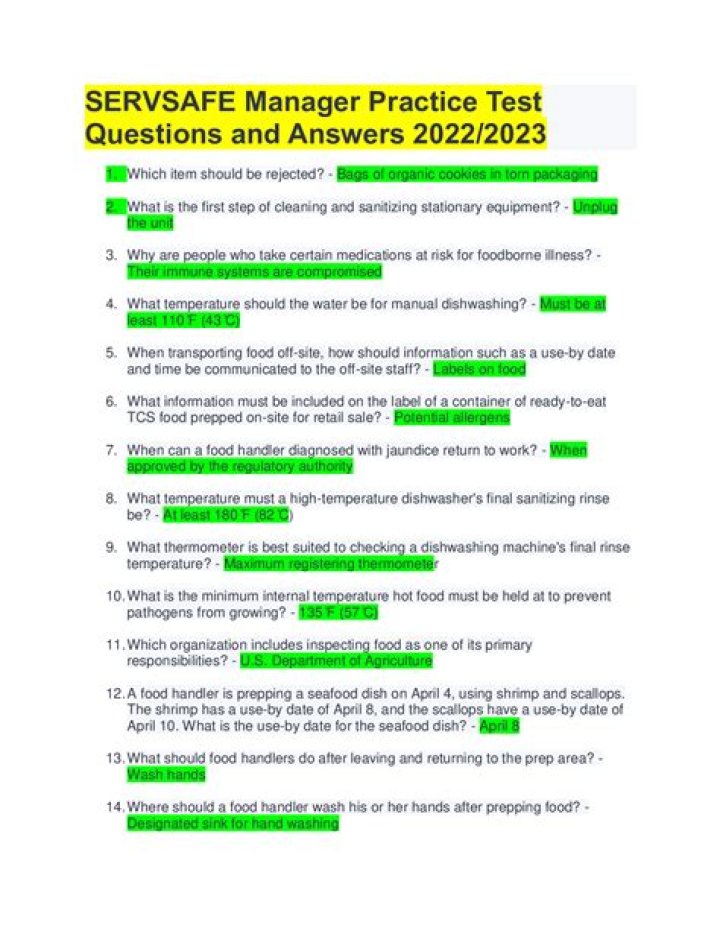 ServSafe Food Handler Test Answers PDF: Pass Your Exam Quickly