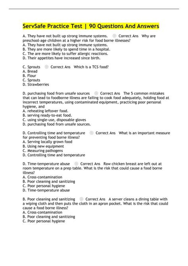 ServSafe Test 90 Questions & Answers PDF: Complete Prep Guide