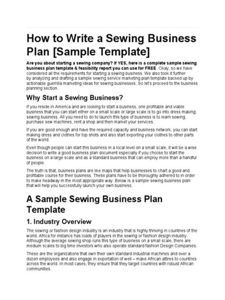 Sewing Business Plan Sample PDF – Start Your Sewing Venture Today