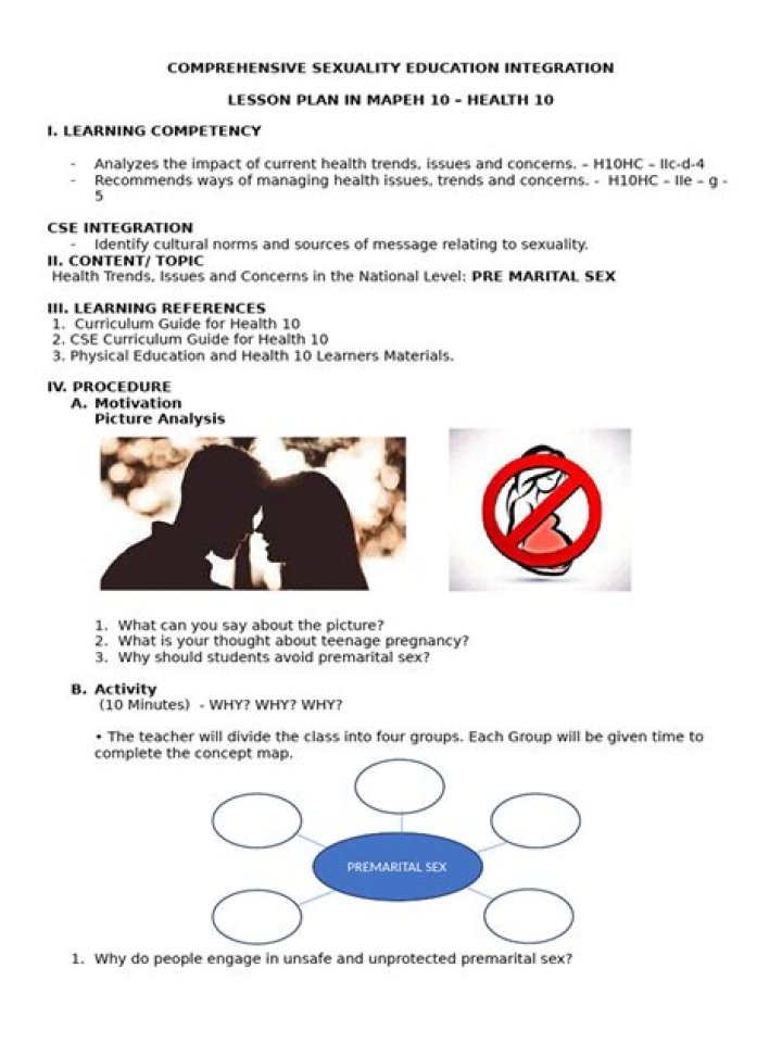 Comprehensive Sex Education Lesson Plan PDF for Teachers